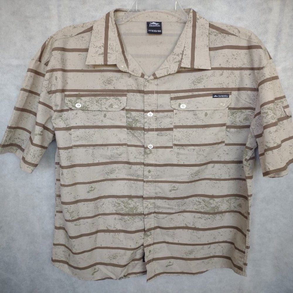 New Fly Society Tan Striped Button Up Shirt Size 5X
